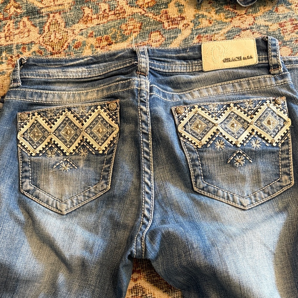 Grace in LA Women's Denim with Intricate Pocket Embroidery